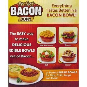 As Seen On TV Perfect Bacon / Bread Bowl Bowls 4 Pack w. Instructions Brand New